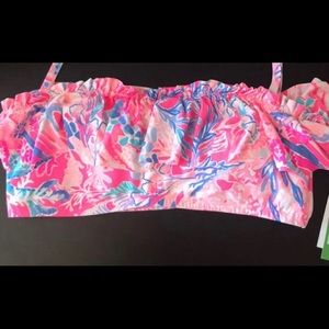 Lilly Pulitzer salsa ruffled bandeau top NWT